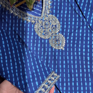 Turquoise Embroidered Kurta with Silver & Pink Detailing – Shravan Special Ethnicwear