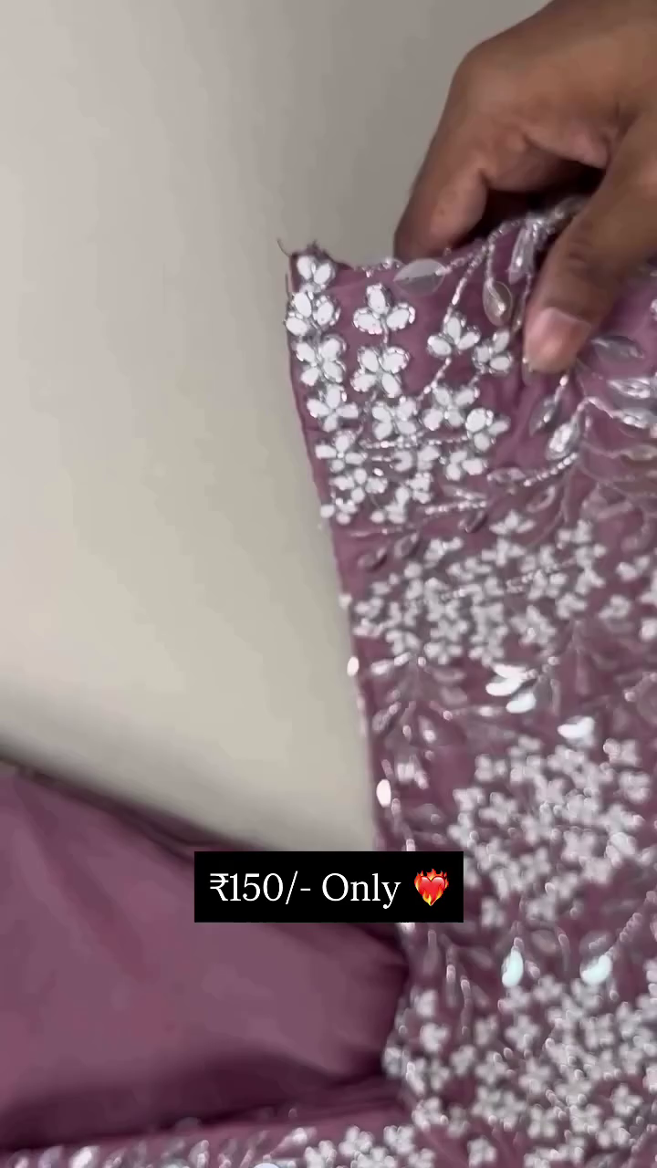 Embroidered Mauve Designer Blouse & Dupatta Set – Premium Mirror & Thread Work - Image 2