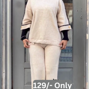 Cozy Chic Contrast-Trim Knit Co‑Ord Set 🤍✨