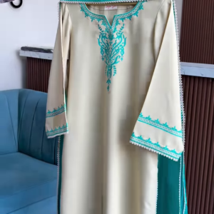 Seafoam Grace Embroidered Modest Kaftan Dress 🌊✨