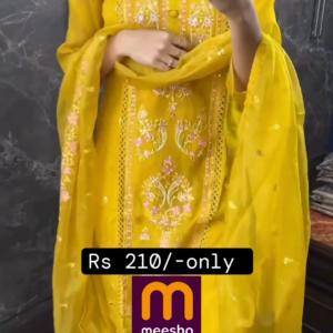 Radiant Mustard Yellow Georgette Embroidered Suit