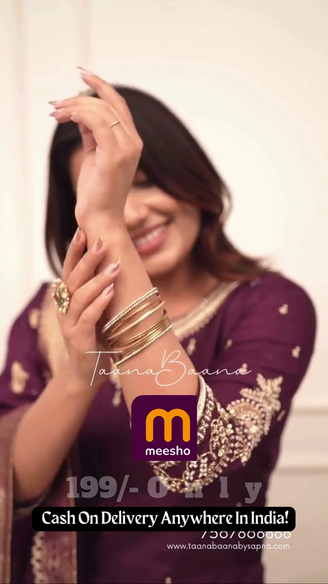 Deep Plum Purple Silk Suit with Gold Zari Border - Image 5