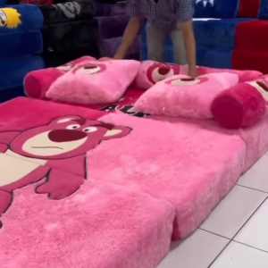 Cuteness Meets Comfort – The Ultimate Plush Sofabed 🐰💜🍓