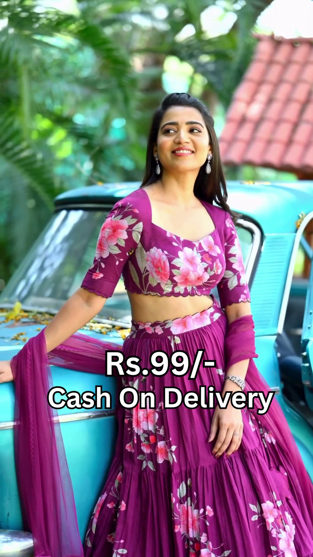 Blooming Magenta Floral Lehenga Choli Set - Image 2