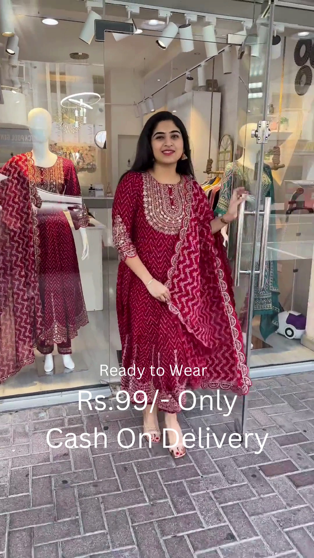 Grandeur Maroon Anarkali Suit Set