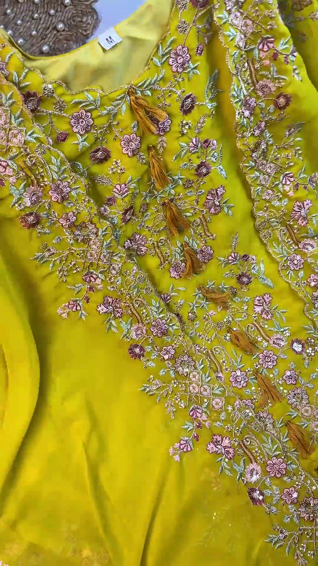 Luminous Cream Embroidered Anarkali with Floral Artistry - Image 4