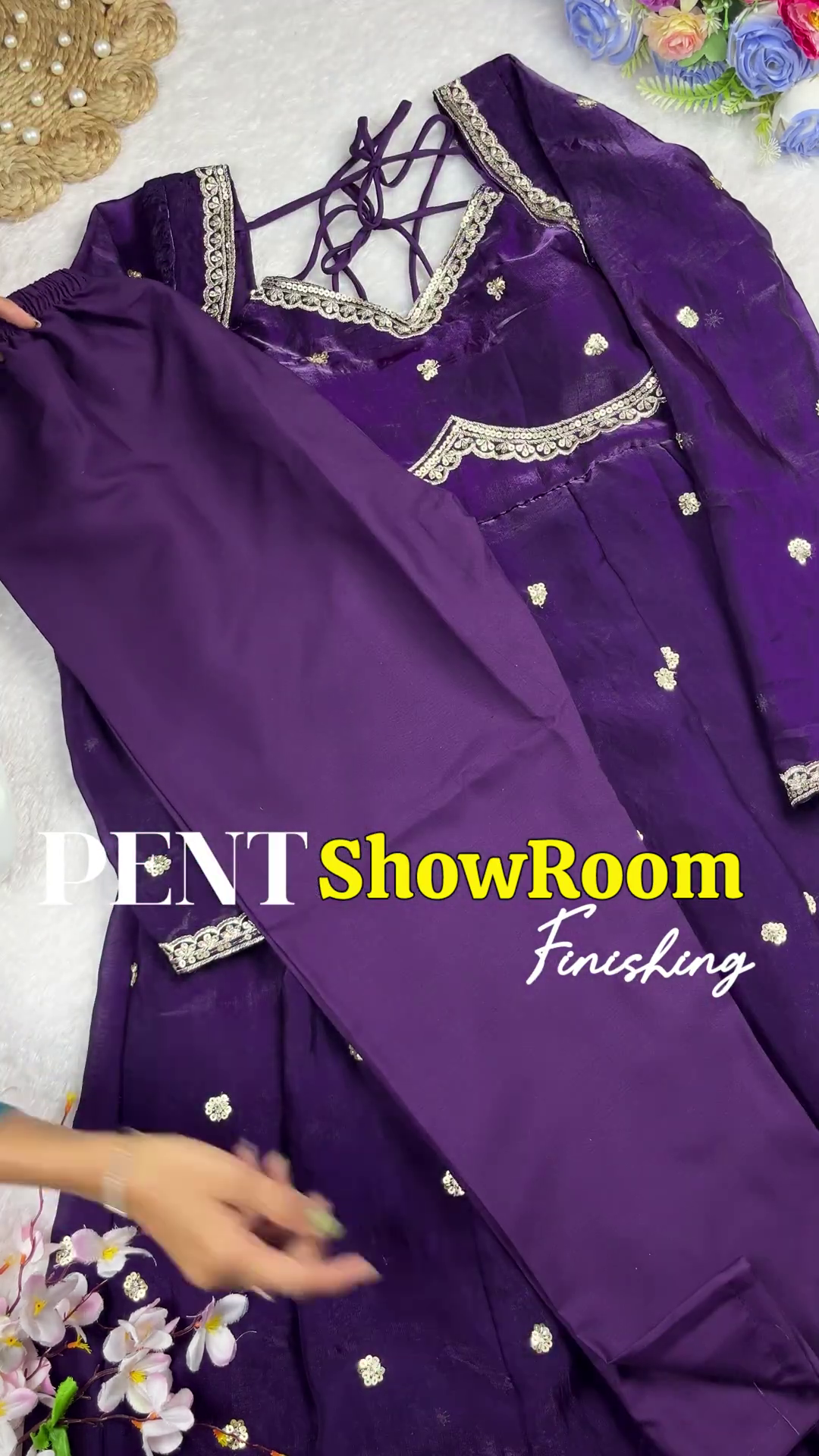 Royal Purple Anarkali with Scalloped Zari Borders - Image 3