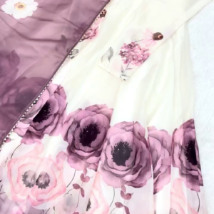 Grand Floral Anarkali in Mauve and Cream