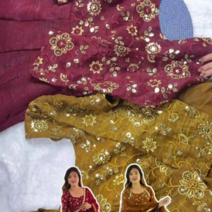 Grand Floral Mirror-Work Peplum Sharara Set