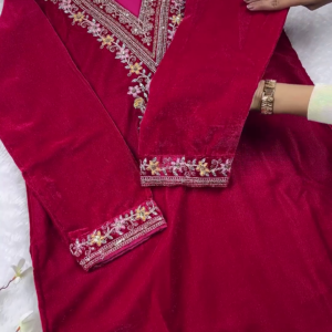 Royal Magenta Velvet Embellished Suit Set