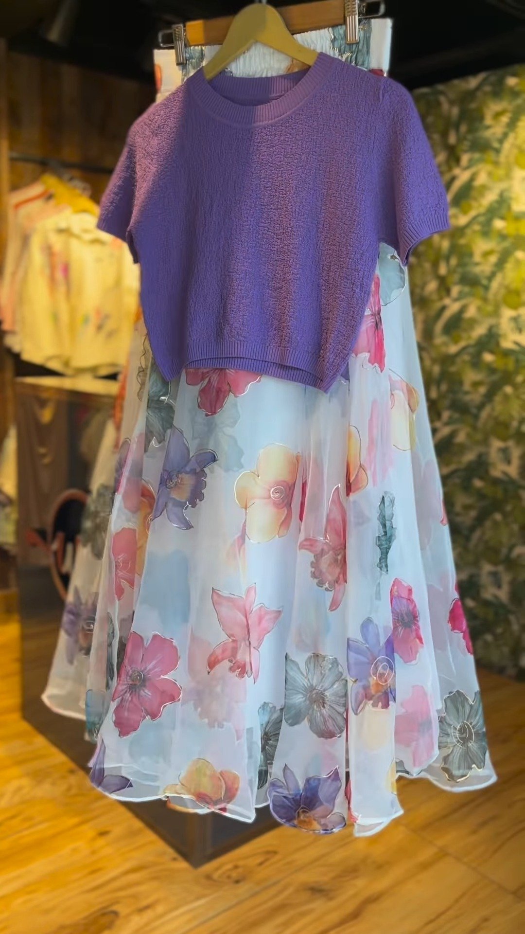 Floral Whisper Organza Skirt & Texture Knit Top Set - Image 3
